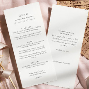 Elegant black white Script Double Side Wedding  Menu