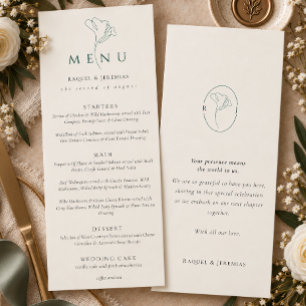 Elegant black white Script Double Side Wedding Menu