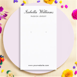Elegant Black White Script Earring Display Card