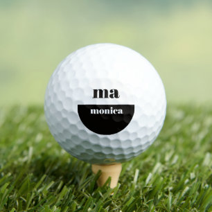 elegant black &white script monogram initial  golf balls