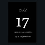 Elegant Black & White Script Personalised   Table Number<br><div class="desc">Elegant Black and White Script Personalised Table Number Card</div>