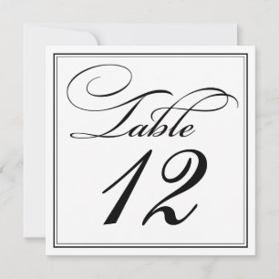Elegant Black & White Script Table Number Cards