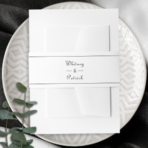 Elegant Black & White Script Wedding Invitation Invitation Belly Band
