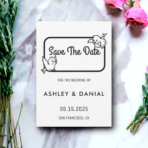 Elegant black white script Wedding Save the Date I Invitation