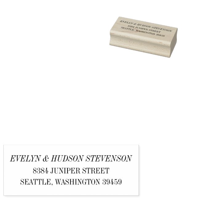 Elegant Black White Serif Wedding Return Address Rubber Stamp (Stamped)