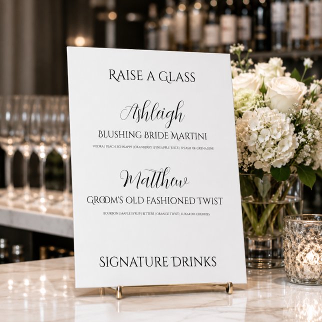 Elegant Black White Signature Drinks Sign (Creator Uploaded)