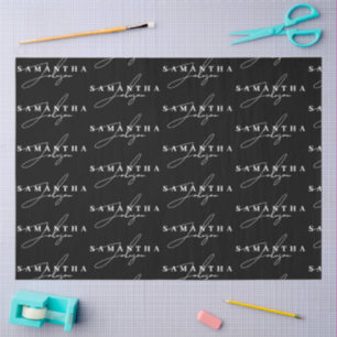 Elegant Black & White Signature Script Tissue Paper