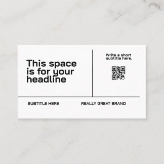 Elegant Black White Simple Light Food QR Code Business Card
