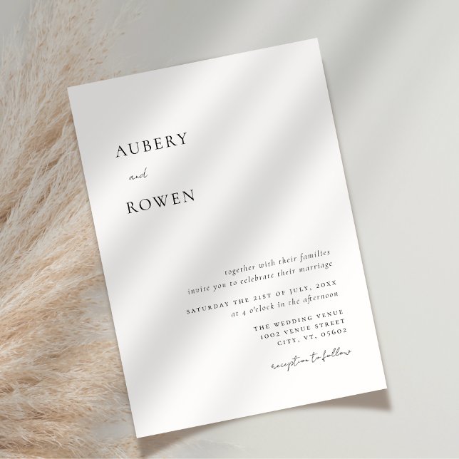 Elegant Black & White Simple Minimalist Wedding Invitation (Creator Uploaded)