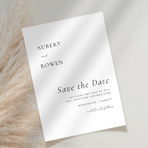 Elegant Black & White Simple Minimalist Wedding Save The Date