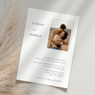 Elegant Black & White Simple Photo Wedding Invitation