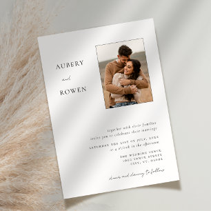 Elegant Black & White Simple Photo Wedding Invitation