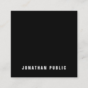 Elegant Black White Simple Plain Professional Luxe Square Business Card