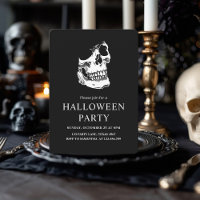 Elegant Black & White Skull Halloween Party