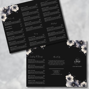 Elegant Black White Spa Services Menu Brochure