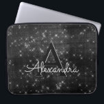 Elegant Black & White Sparkling Stars Monogram Laptop Sleeve<br><div class="desc">Elegant Black and White Sparkle and Shimmer Elegant Monogram Case. This case can be customised to include your initial and first name.</div>