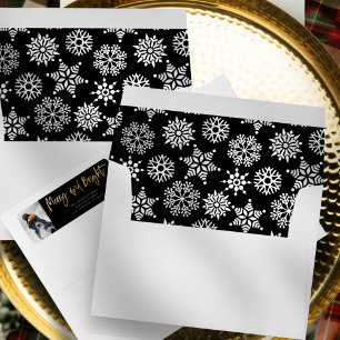 Elegant Black & White Star Pattern Christmas Envelope