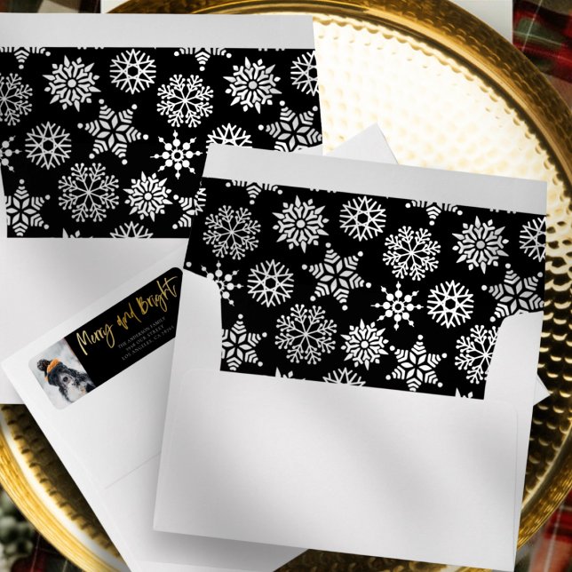 Elegant Black & White Star Pattern Christmas Envelope (Creator Uploaded)
