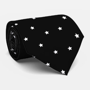 Elegant black white stars pattern men tie