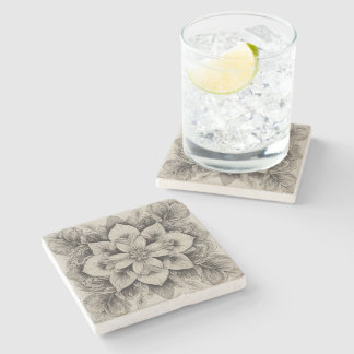 Elegant Black & White  Stone Coaster