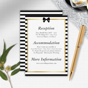 Elegant Black White Stripe Gold Frame Wedding Enclosure Card