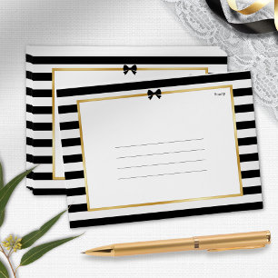 Elegant Black White Stripe Gold Frame Wedding Envelope