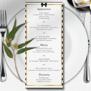 Elegant Black White Stripe Gold Frame Wedding Menu