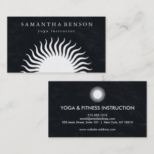 Elegant Black & white Sun Logo Yoga Business Card