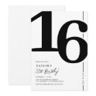 Elegant Black White Sweet 16 Invitation