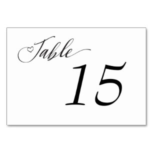 Elegant Black White Table number