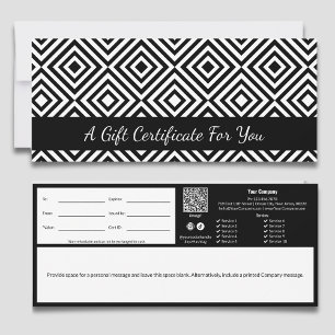 Elegant Black White Tile Pattern Gift Certificate