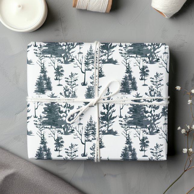 Elegant Black & White Tree Abstract Forest  Wrapping Paper Sheet (Creator Uploaded)