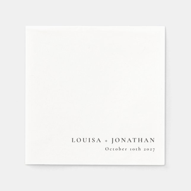 Elegant Black White Trendy Minimal Custom Napkin (Front)