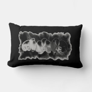 Elegant black white tropical orchids floral lumbar cushion