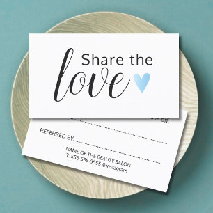 Elegant Black White Turquoise Heart Beauty Salon Referral Card