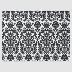 Elegant Black White Vintage Damask Pattern Tissue Paper