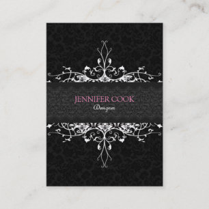 Elegant Black & White Vintage Floral Damasks 2 Business Card