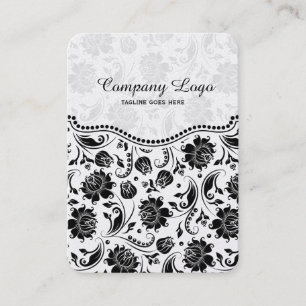 Elegant Black & White Vintage Floral Damasks Business Card