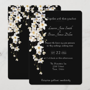Elegant Black & White Watercolor Flowers Invitation