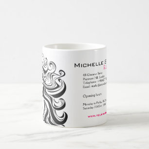 Elegant Black White Wavy Hairstyle Hair Extensions Coffee Mug