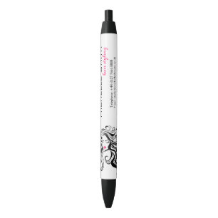Elegant Black White Wavy Hairstyle Hair Extensions Ink Pen
