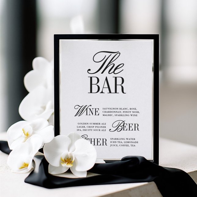 Elegant Black & White Wedding Bar Sign (Elegant Black & White Wedding Bar Sign)