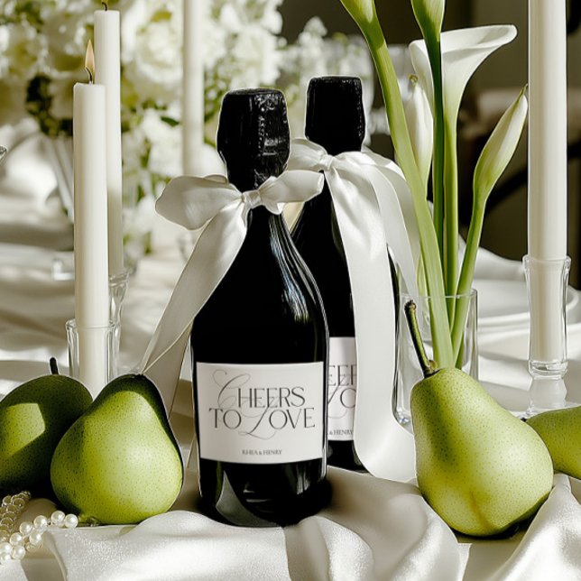 Elegant Black & White Wedding Bottle  Sparkling Wine Label (Elegant Black & White Wedding Bottle Sparkling Wine Label)