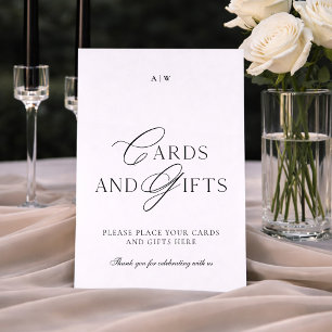 Elegant Black & White Wedding Cards and Gifts Sign