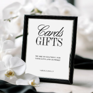 Elegant Black & White Wedding Cards and Gifts Sign