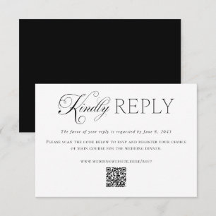 Elegant Black White Wedding Custom QR Code Online RSVP Card