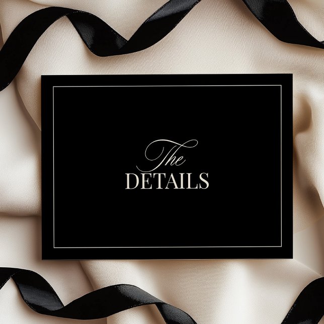 Elegant Black & White Wedding Details Enclosure Card (Creator Uploaded)