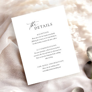Elegant Black White Wedding Details Enclosure Card