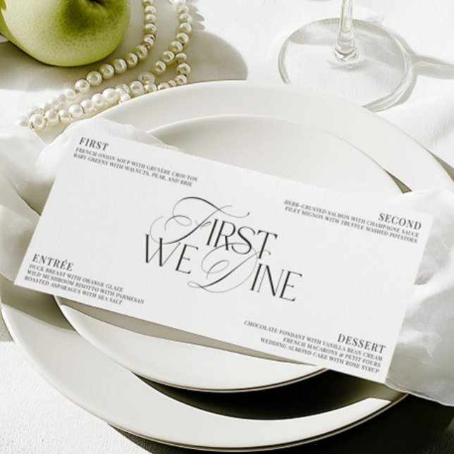 Elegant Black & White Wedding Dinner Menu Invitation (Elegant Black & White Wedding Dinner Menu)