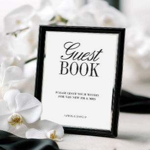 Elegant Black & White Wedding Guest Book Sign